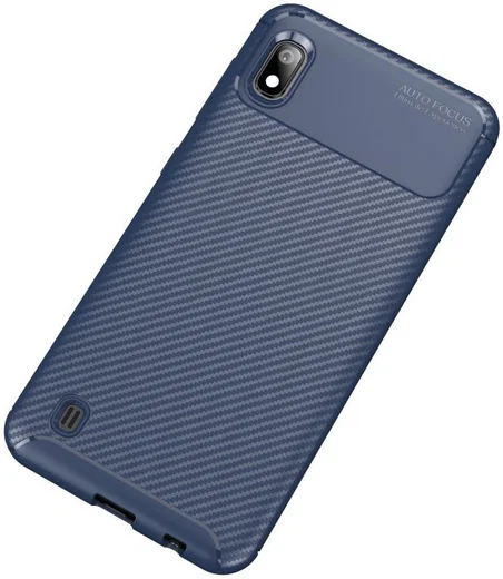 Samsung Galaxy A10 Siliconen Carbon Hoesje Blauw afbeelding 2