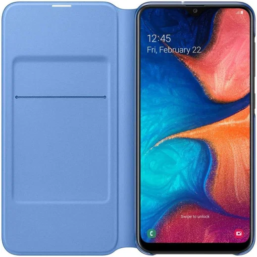 Origineel Samsung Galaxy A20E Hoesje Wallet Cover Zwart/Blauw afbeelding 2