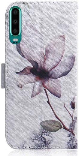 Huawei P30 Portemonnee Hoesje met Print Bloem afbeelding 5