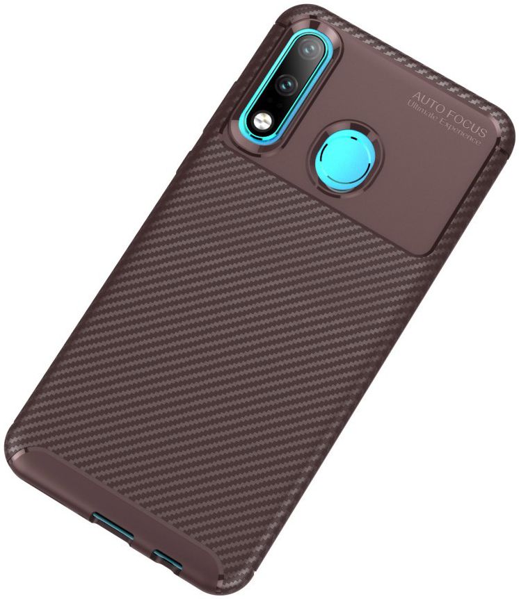 Huawei P30 Lite Siliconen Carbon Hoesje Coffee afbeelding 2