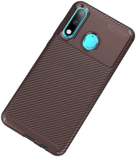 Huawei P30 Lite Siliconen Carbon Hoesje Coffee afbeelding 2
