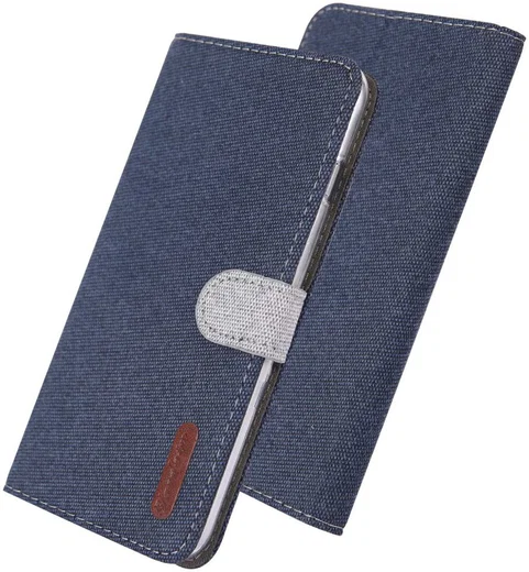 Huawei P30 Pro Soft Canvas Portemonnee Hoesje Blauw afbeelding 1