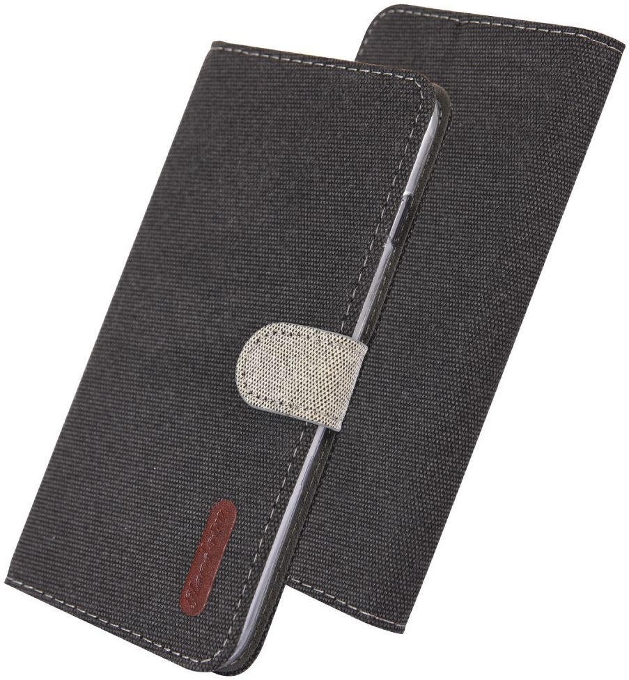 Huawei P30 Pro Soft Canvas Portemonnee Hoesje Zwart afbeelding 1