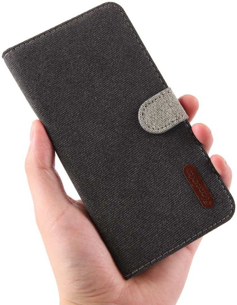 Huawei P30 Pro Soft Canvas Portemonnee Hoesje Zwart afbeelding 4