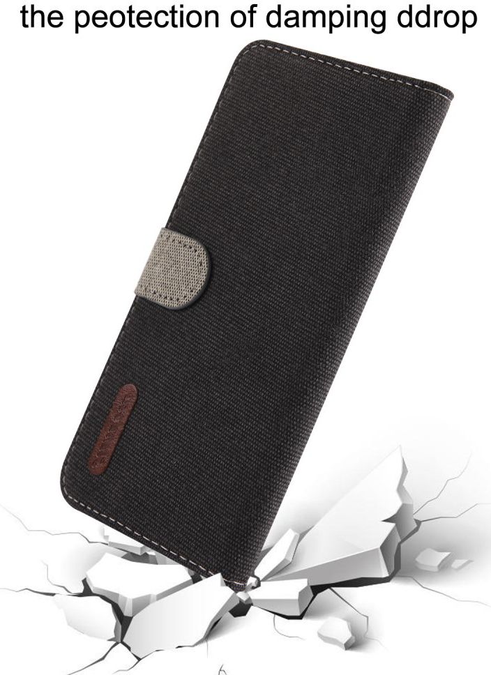 Huawei P30 Pro Soft Canvas Portemonnee Hoesje Zwart afbeelding 5