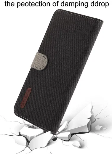 Huawei P30 Pro Soft Canvas Portemonnee Hoesje Zwart afbeelding 5