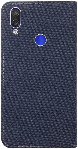 Xiaomi Redmi Note 7 Soft Canvas Portemonnee Hoesje Blauw afbeelding 3