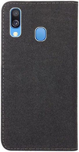 Samsung Galaxy A40 Soft Canvas Portemonnee Hoesje Zwart afbeelding 3