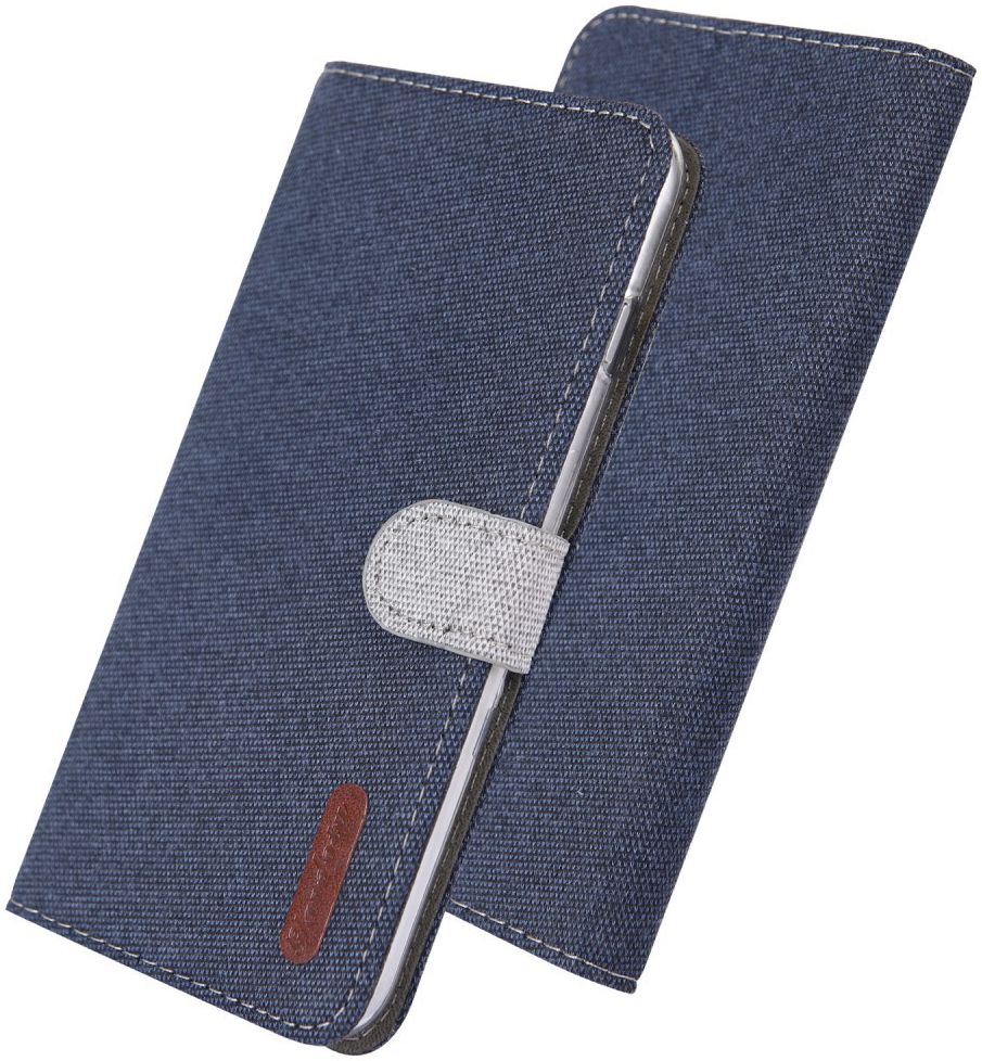 Samsung Galaxy A70 Soft Canvas Portemonnee Hoesje Blauw afbeelding 1
