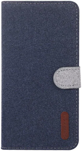 Samsung Galaxy A70 Soft Canvas Portemonnee Hoesje Blauw afbeelding 2