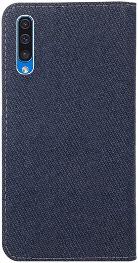 Samsung Galaxy A70 Soft Canvas Portemonnee Hoesje Blauw afbeelding 3
