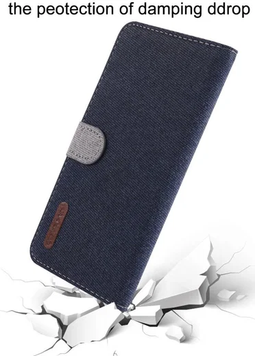 Samsung Galaxy A70 Soft Canvas Portemonnee Hoesje Blauw afbeelding 5