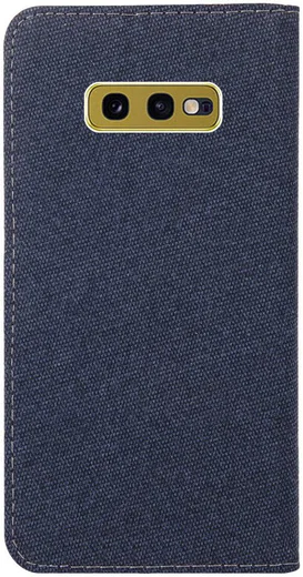 Samsung Galaxy S10E Soft Canvas Portemonnee Hoesje Blauw afbeelding 3