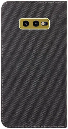 Samsung Galaxy S10E Soft Canvas Portemonnee Hoesje Zwart afbeelding 2
