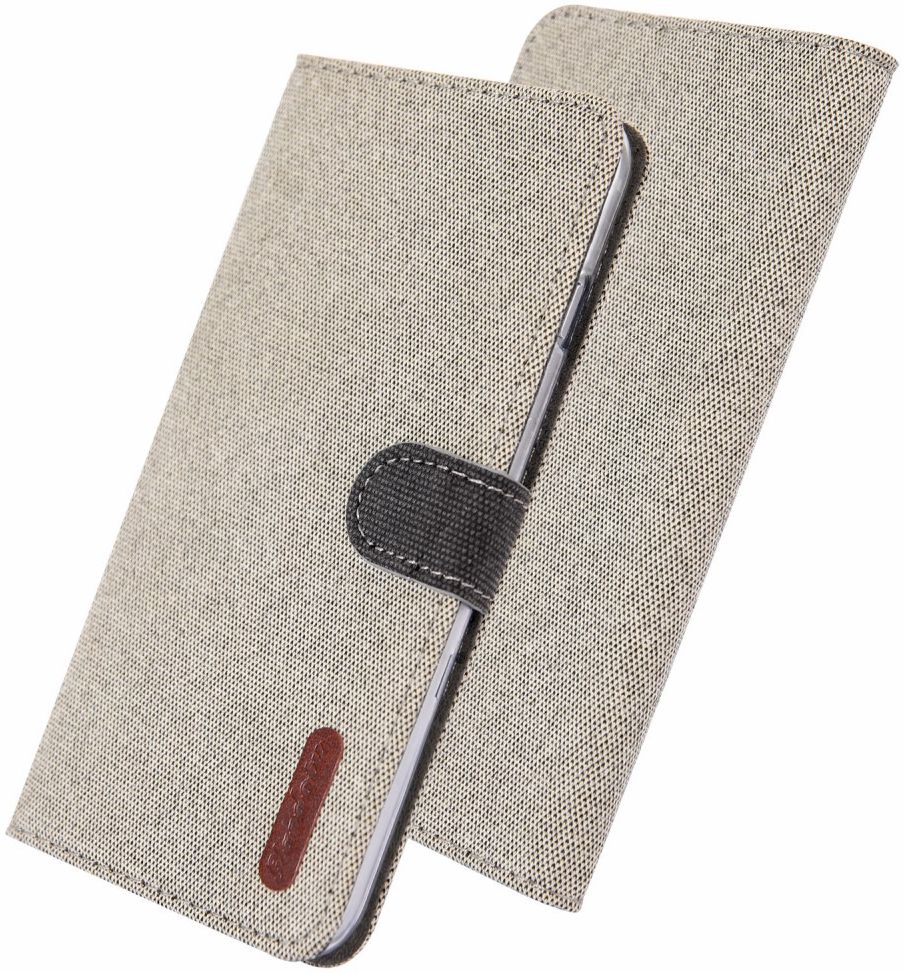 Samsung Galaxy S10 Soft Canvas Portemonnee Hoesje Khaki afbeelding 1