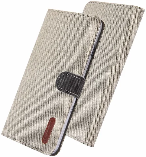 Samsung Galaxy S10 Soft Canvas Portemonnee Hoesje Khaki afbeelding 1