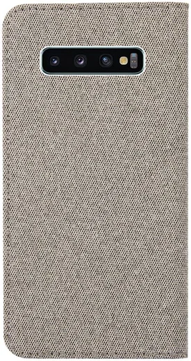 Samsung Galaxy S10 Soft Canvas Portemonnee Hoesje Khaki afbeelding 4