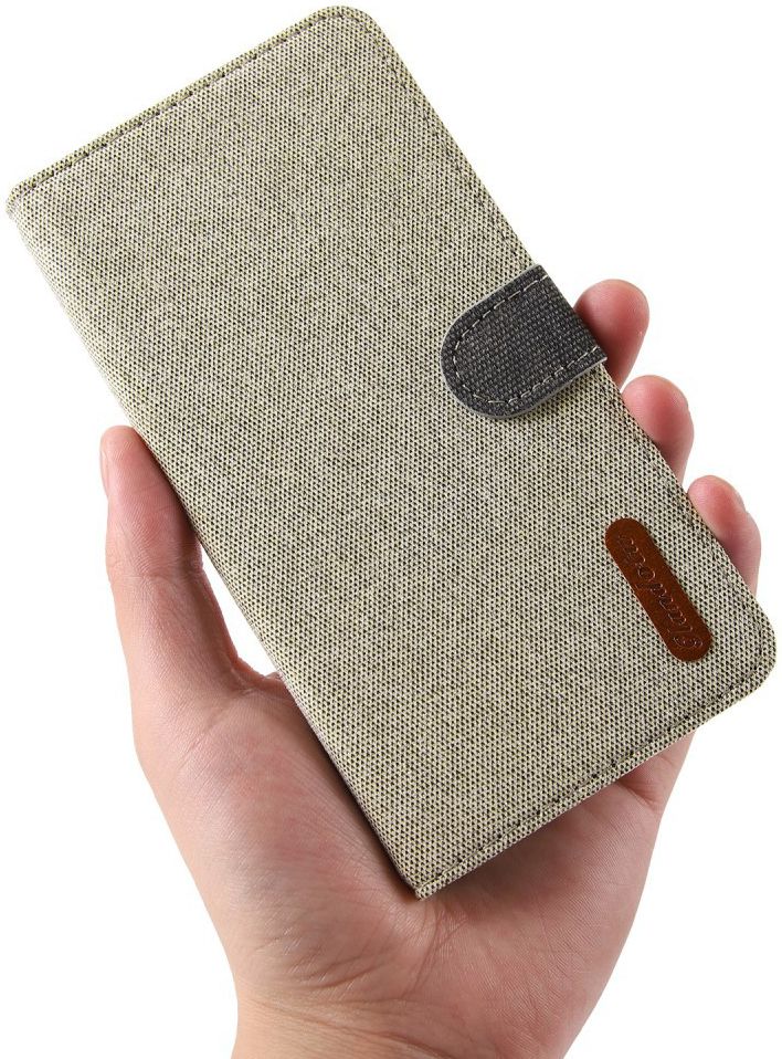 Samsung Galaxy S10 Soft Canvas Portemonnee Hoesje Khaki afbeelding 5