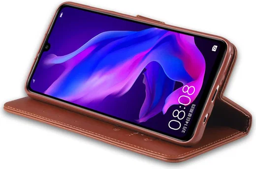AZNS Huawei P30 Lite Portemonnee Hoesje Bruin afbeelding 6