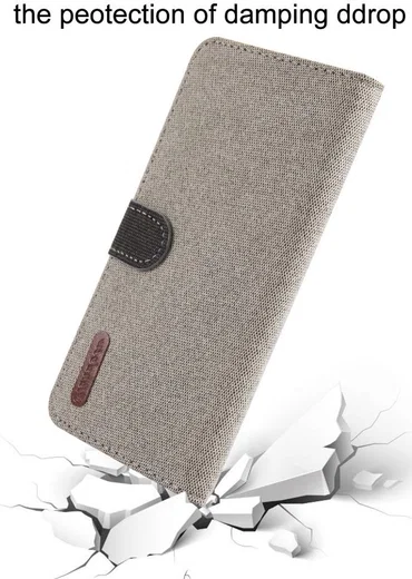 Huawei P Smart (2019) Soft Canvas Portemonnee Hoesje Khaki afbeelding 6