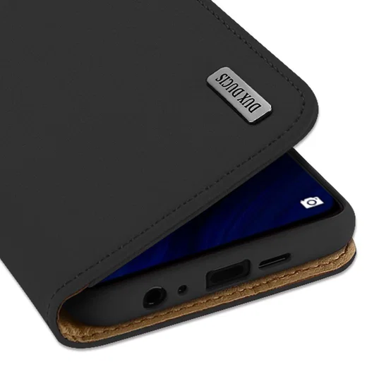 Dux Ducis Luxe Book Case Huawei P30 Hoesje Echt Leer Zwart afbeelding 2