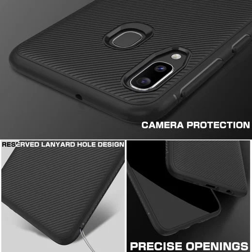 Samsung Galaxy A20E Twill Slim Texture Backcover Zwart afbeelding 6