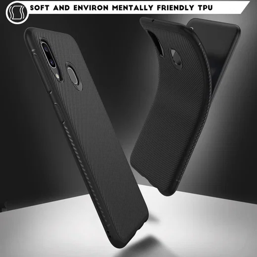 Samsung Galaxy A20E Twill Slim Texture Backcover Zwart afbeelding 7