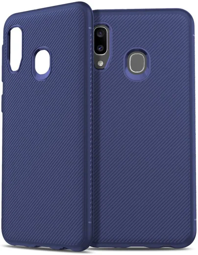 Samsung Galaxy A20E Twill Slim Texture Backcover Blauw afbeelding 4