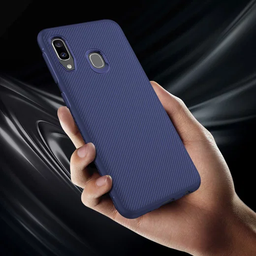 Samsung Galaxy A20E Twill Slim Texture Backcover Blauw afbeelding 9