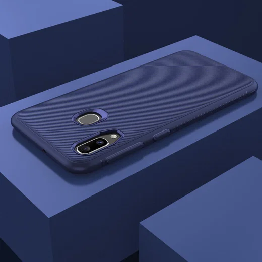 Samsung Galaxy A20E Twill Slim Texture Backcover Blauw afbeelding 10