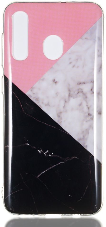 Samsung Galaxy A50 Hoesje TPU Back Cover met Marmer Print Roze Zwart afbeelding 1
