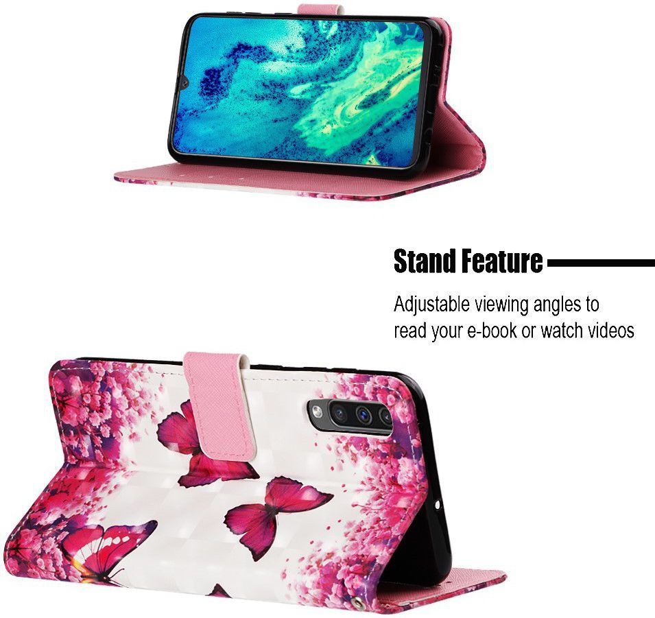 Samsung Galaxy A50 Book Case Hoesje Wallet met Vlinder Print afbeelding 3