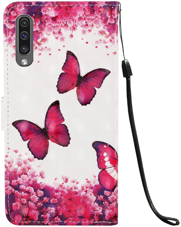 Samsung Galaxy A50 Book Case Hoesje Wallet met Vlinder Print afbeelding 4
