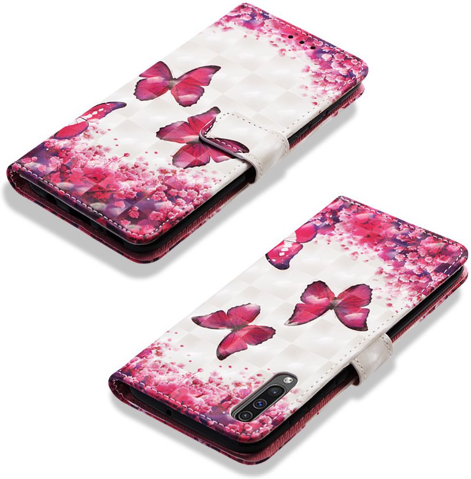 Samsung Galaxy A50 Book Case Hoesje Wallet met Vlinder Print afbeelding 6