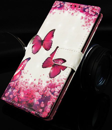 Samsung Galaxy A50 Book Case Hoesje Wallet met Vlinder Print afbeelding 7