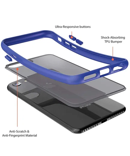 iPhone SE (2020/2022) / 8 / 7 Hoesje Transparant Hybride Zwart/Blauw afbeelding 4