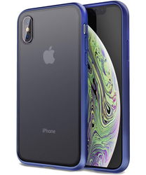 Apple iPhone XS / X Hoesje Transparant Hybride Back Cover Zwart/Blauw afbeelding