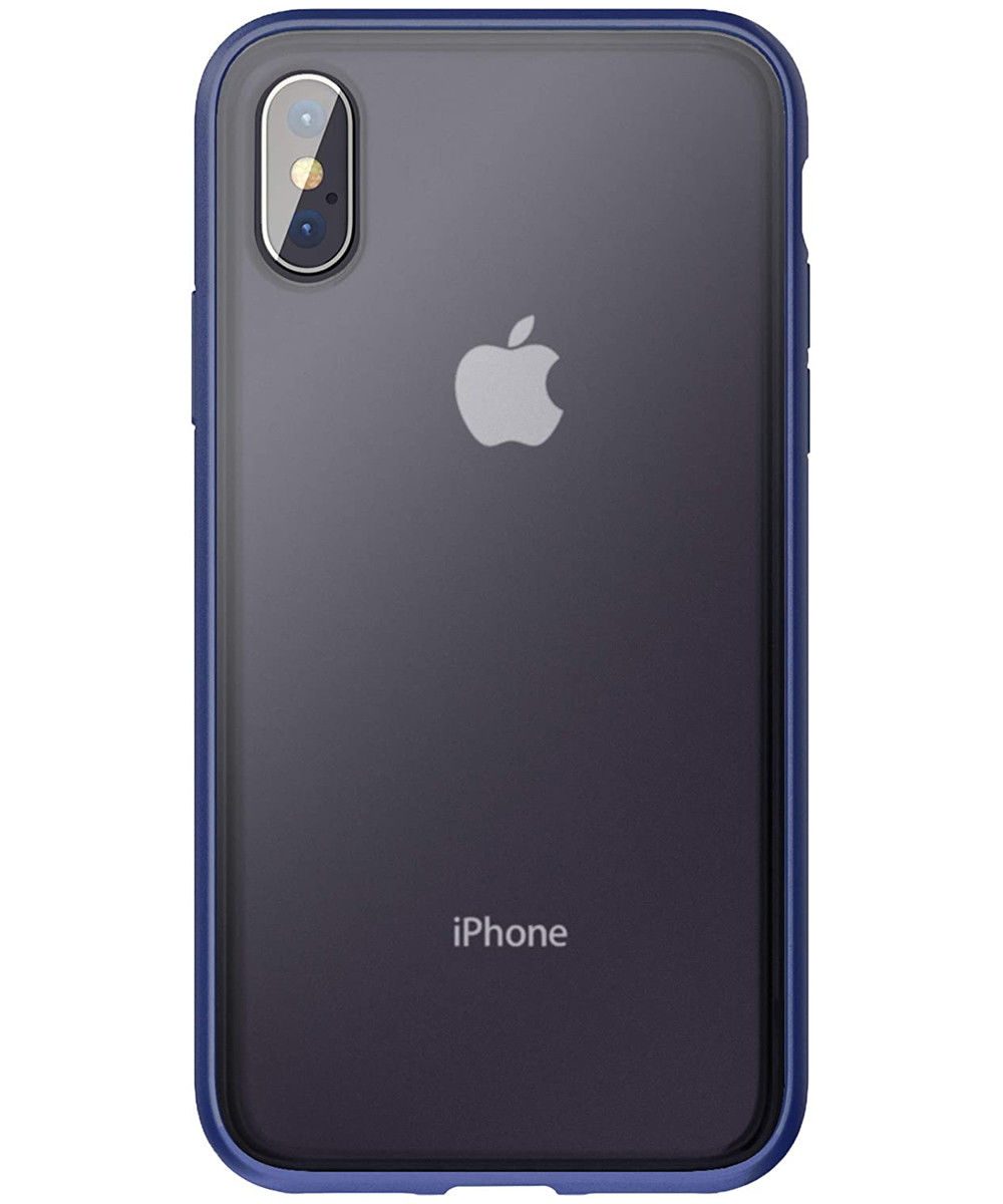 Apple iPhone XS / X Hoesje Transparant Hybride Back Cover Zwart/Blauw afbeelding 3