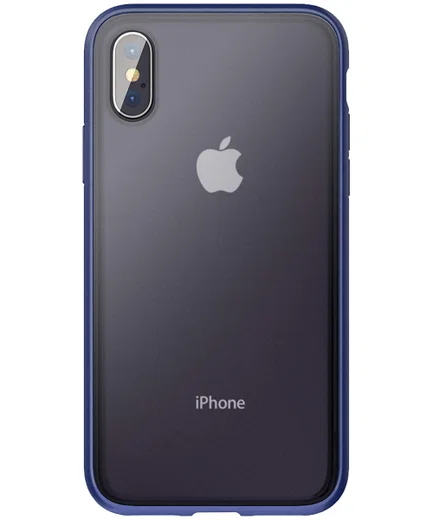 Apple iPhone XS / X Hoesje Transparant Hybride Back Cover Zwart/Blauw afbeelding 3