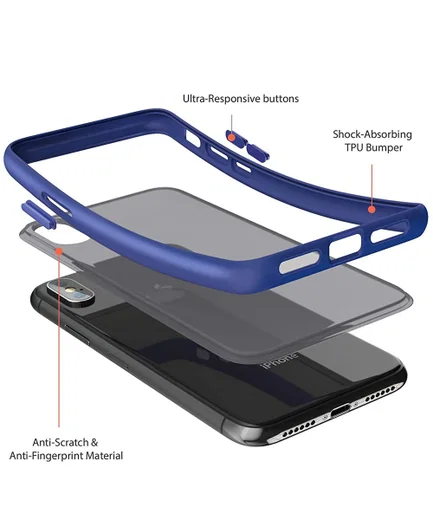 Apple iPhone XS / X Hoesje Transparant Hybride Back Cover Zwart/Blauw afbeelding 5