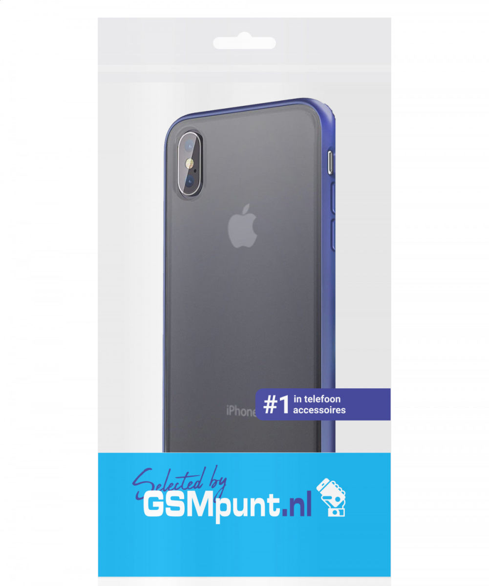 Apple iPhone XS / X Hoesje Transparant Hybride Back Cover Zwart/Blauw afbeelding 2