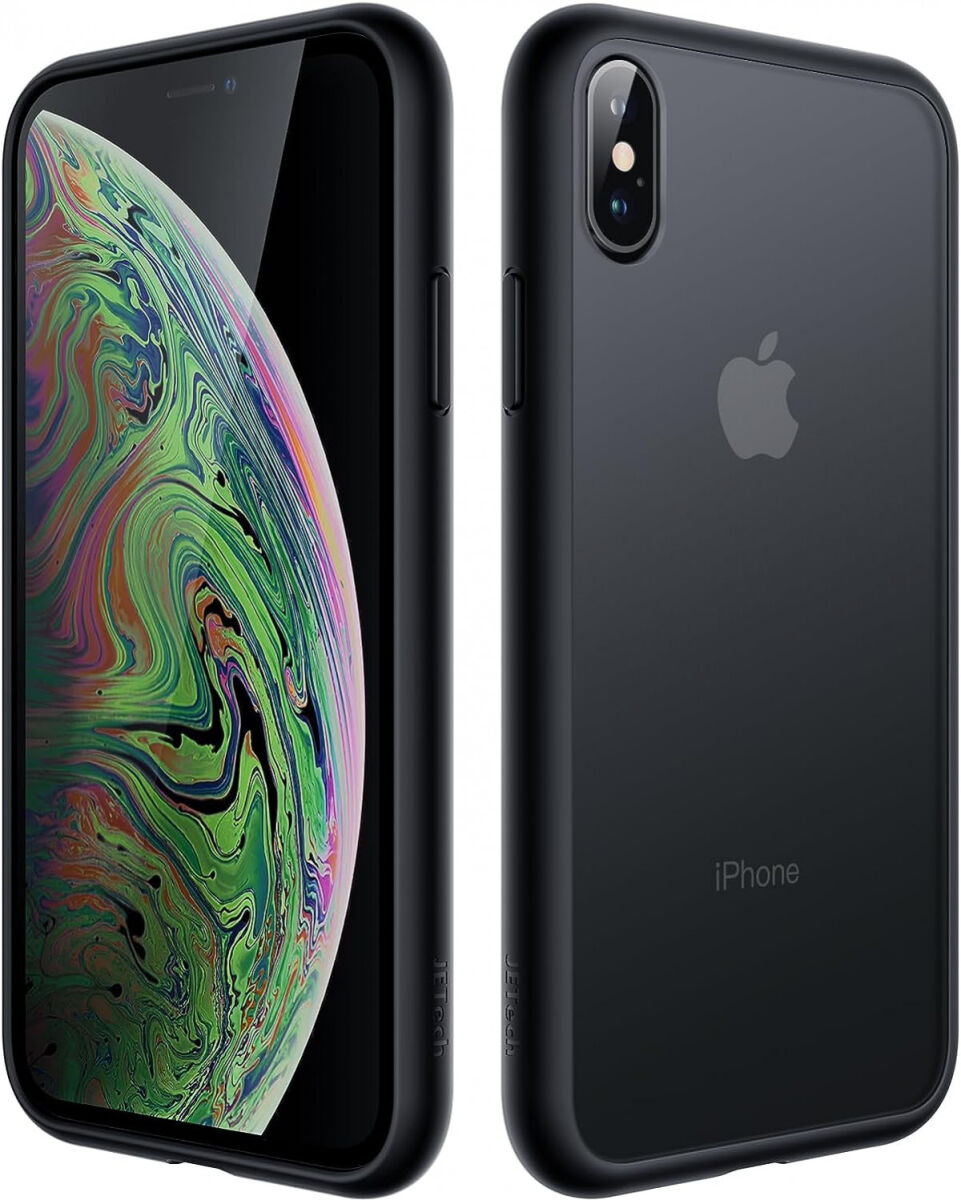 Apple iPhone XS / X Hoesje Transparant Hybride Back Cover Zwart afbeelding 1