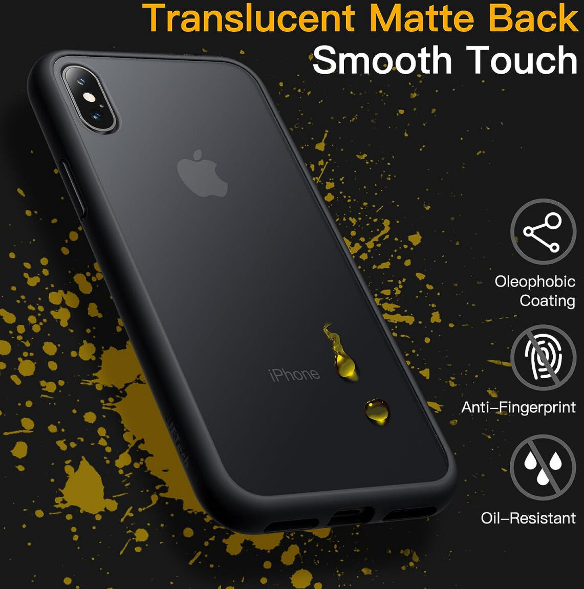 Apple iPhone XS / X Hoesje Transparant Hybride Back Cover Zwart afbeelding 2