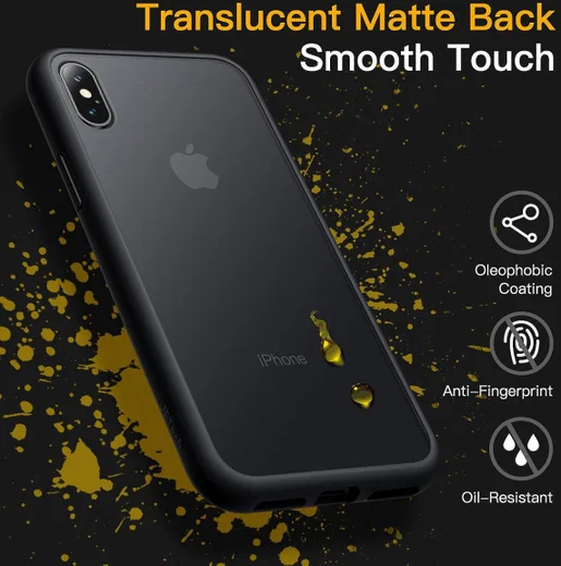 Apple iPhone XS / X Hoesje Transparant Hybride Back Cover Zwart afbeelding 2