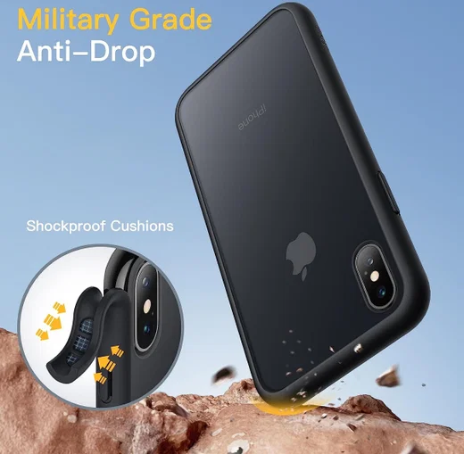 Apple iPhone XS / X Hoesje Transparant Hybride Back Cover Zwart afbeelding 3