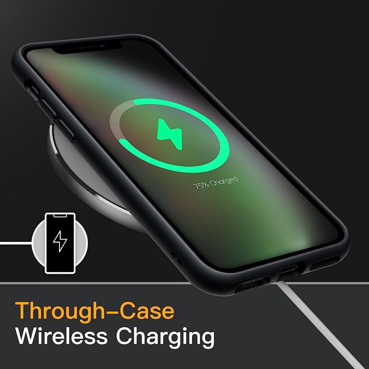 Apple iPhone XS / X Hoesje Transparant Hybride Back Cover Zwart afbeelding 4