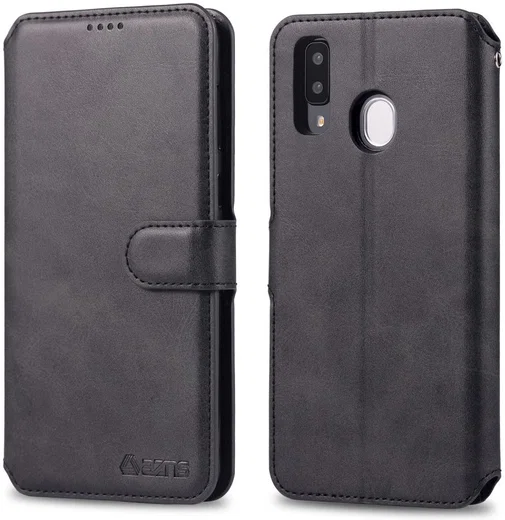 AZNS Samsung Galaxy A40 Portemonnee Stand Hoesje Zwart afbeelding 2