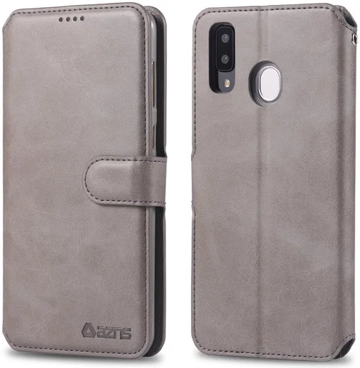 AZNS Samsung Galaxy A40 Portemonnee Stand Hoesje Grijs afbeelding 2