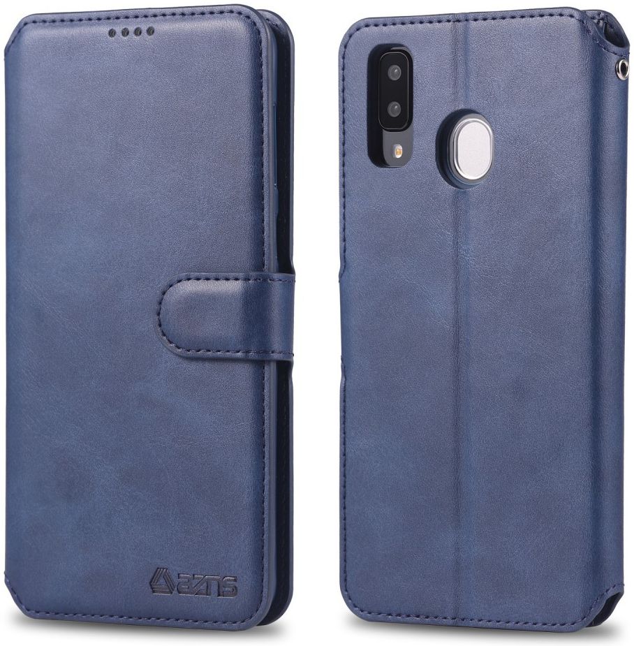AZNS Samsung Galaxy A40 Portemonnee Stand Hoesje Blauw afbeelding 2