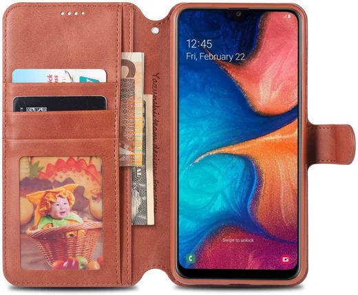 AZNS Samsung Galaxy A40 Portemonnee Stand Hoesje Bruin afbeelding 2